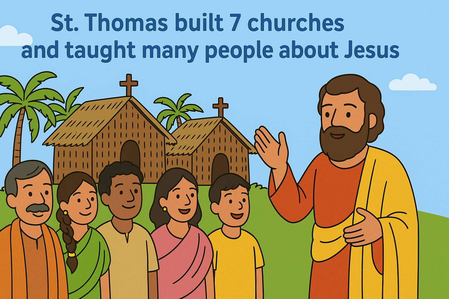 First churches with St. Thomas and villagers